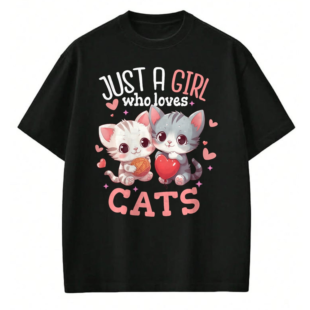 Cat Love Shirt, Funny Cat Lover Gift UnisexT-Shirt/Hoodie/Sweatshirt HLT00 - Just A Girl Who Loves Cats Cute Kawaii Hearts Cat Lover T-Shirt