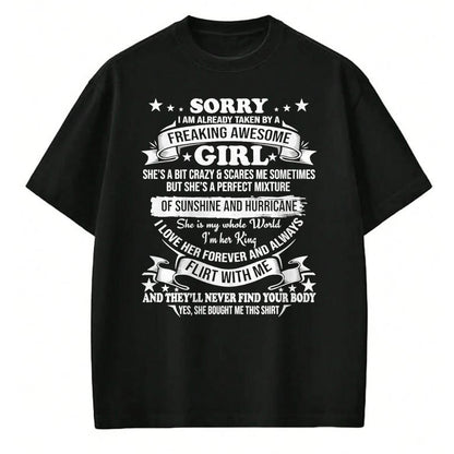 Best Husband Shirt, Wife and Husband Unisex T-Shirt/Hoodie/Sweatshirt HLT00 - Sorry I am Already Taken by Awesome Girl Shirt Valentine Day T-Shirt