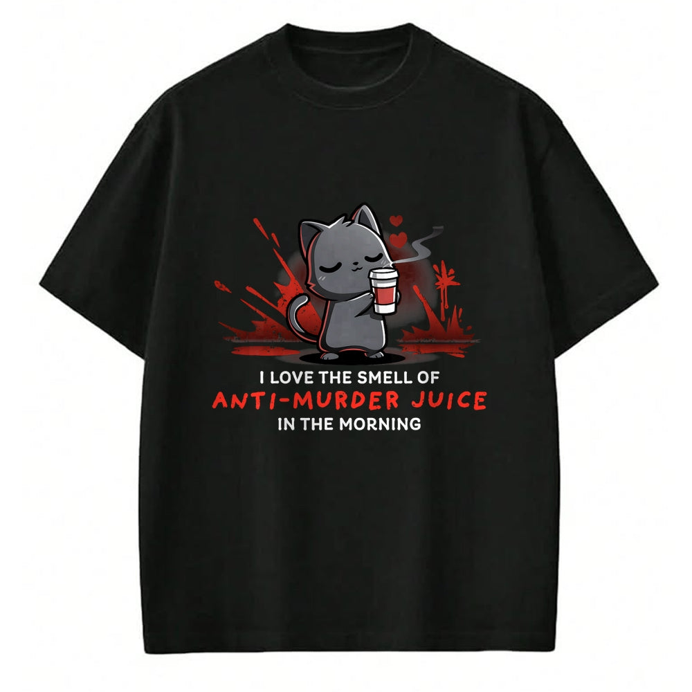 Cat Love Shirt, Funny Cat Lover Gift UnisexT-Shirt/Hoodie/Sweatshirt HLT00 - Cat Drink Coffee I Love The Smell Of Anti Murder Juice T-Shirt for Men Women (1)