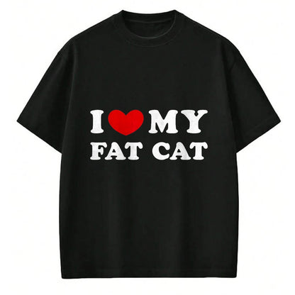 Cat Love Shirt, Funny Cat Lover Gift UnisexT-Shirt/Hoodie/Sweatshirt HLT00 - I Love My Fat Cat, I Heart My Fat Cat T-Shirt, Youth, Black, Medium (1)