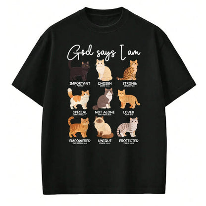 Cat Love Shirt, Funny Cat Lover Gift UnisexT-Shirt/Hoodie/Sweatshirt HLT00 - God Says I Am Bible Verses Christian Scripture Cat T-Shirt
