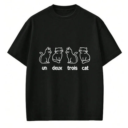 Cat Love Shirt, Funny Cat Lover Gift UnisexT-Shirt/Hoodie/Sweatshirt HLT00 - Un Deux Trois Cat - French Cat Lover Kitty Owner T-Shirt, Men, Black, 3X-Large