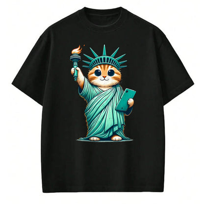 Cat Love Shirt, Funny Cat Lover Gift UnisexT-Shirt/Hoodie/Sweatshirt HLT00 - Cute Kawaii Cat Statue of Liberty I Love New York NYC T-Shirt (1)