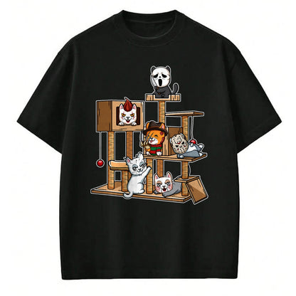 Cat Love Shirt, Funny Cat Lover Gift UnisexT-Shirt/Hoodie/Sweatshirt HLT00 - Funny Horror Movie Kitten Playing On Cat Tree T-Shirt