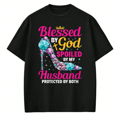Best Husband Shirt, Wife and Husband Unisex T-Shirt/Hoodie/Sweatshirt HLT00 - Christian Wife Jesus Blessed by God Spoiled by My Husband T-Shirt