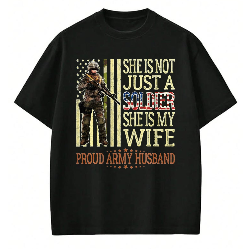 Best Husband Shirt, Wife and Husband Unisex T-Shirt/Hoodie/Sweatshirt HLT00 - She is Not Just A Soldier She is My Wife Proud Army Husband T-Shirt, Men, Black, 3X-Large