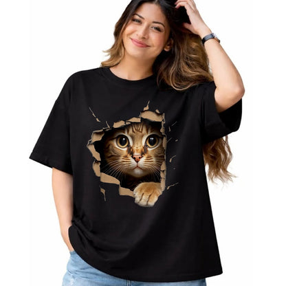 Cat Love Shirt, Funny Cat Lover Gift UnisexT-Shirt/Hoodie/Sweatshirt HLT00 - Cute Kitten Looks from Torn Fabric - Cats T-Shirt, Men, Olive Green, X-Large