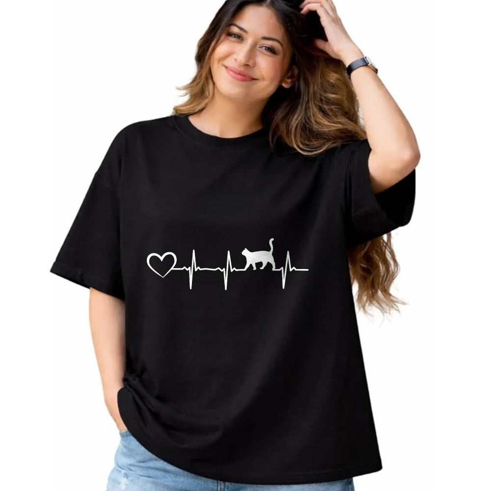 Cat Love Shirt, Funny Cat Lover Gift UnisexT-Shirt/Hoodie/Sweatshirt HLT00 - Cat Heartbeat Heart - Cat Puppy Cats Hearts Baby Cat Owner T-Shirt