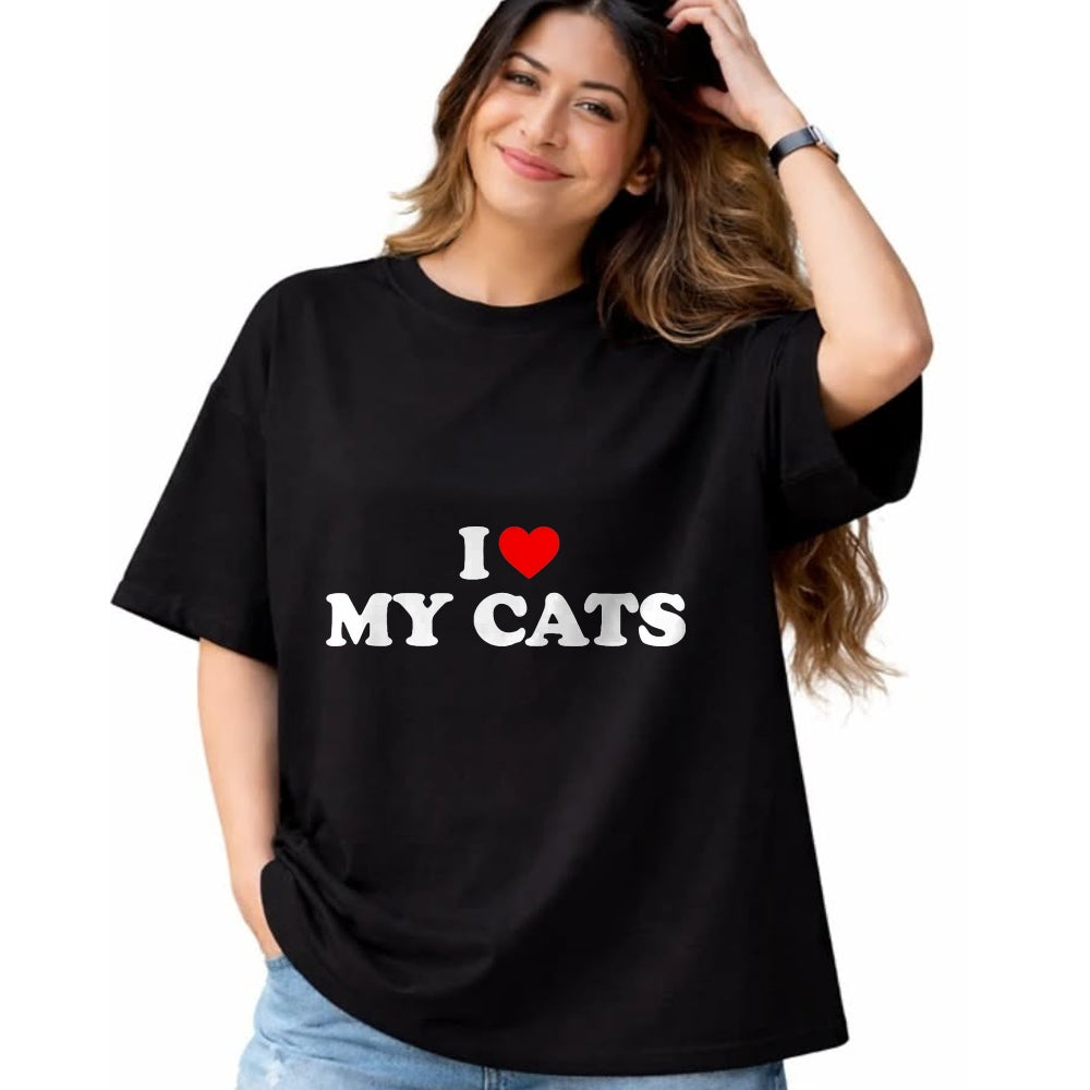 Cat Love Shirt, Funny Cat Lover Gift UnisexT-Shirt/Hoodie/Sweatshirt HLT00 - I Love My Cats T-Shirt, Women, Black, X-Small (1)