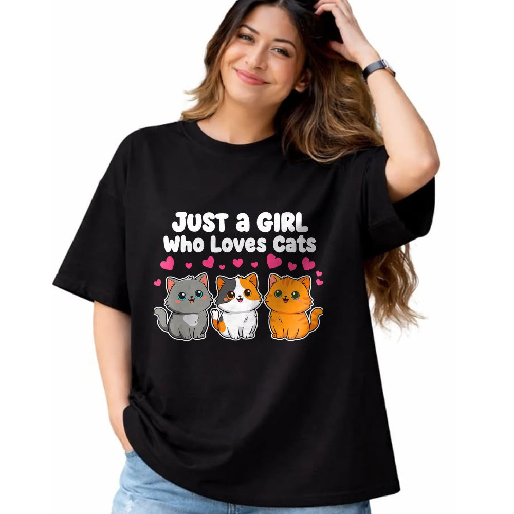 Cat Love Shirt, Funny Cat Lover Gift UnisexT-Shirt/Hoodie/Sweatshirt HLT00 - Just a Girl Who Loves Cats Cute Kittens T-Shirt
