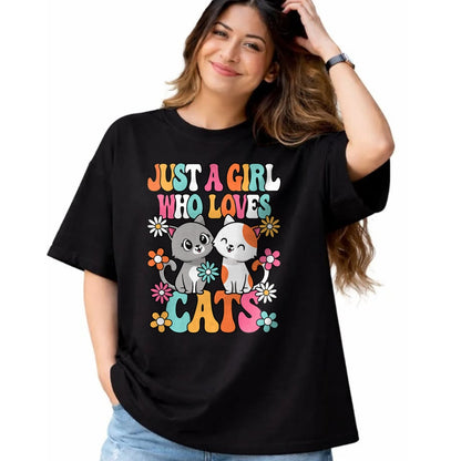 Cat Love Shirt, Funny Cat Lover Gift UnisexT-Shirt/Hoodie/Sweatshirt HLT00 - Just A Girl Who Loves Cats Cute Cat Lover Kitten Girls Kids T-Shirt (1)