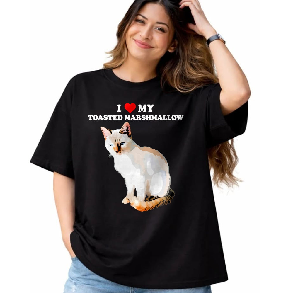 Cat Love Shirt, Funny Cat Lover Gift UnisexT-Shirt/Hoodie/Sweatshirt HLT00 - I Love My Toasted Marshmallow Flame Point Siamese Cat Kitten T-Shirt (1)