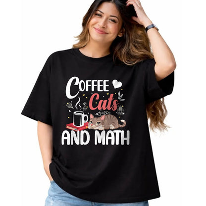 Cat Love Shirt, Funny Cat Lover Gift UnisexT-Shirt/Hoodie/Sweatshirt HLT00 - I Love Math Cats And Coffee Heart Mathematics Teacher T-Shirt