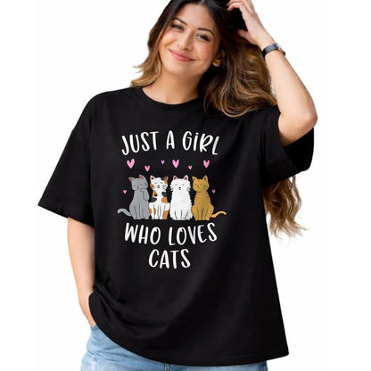 Cat Love Shirt, Funny Cat Lover Gift UnisexT-Shirt/Hoodie/Sweatshirt HLT00 - Just A Girl Who Loves Cats Cute Cat Lover T-Shirt Small