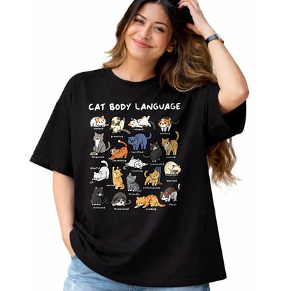 Cat Love Shirt, Funny Cat Lover Gift UnisexT-Shirt/Hoodie/Sweatshirt HLT00 - Cat Body Language Cute Cat Lover Kawaii T-Shirt