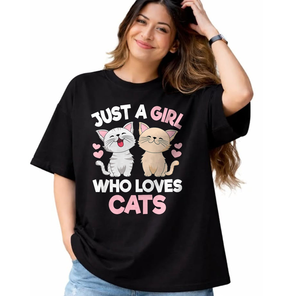 Cat Love Shirt, Funny Cat Lover Gift UnisexT-Shirt/Hoodie/Sweatshirt HLT00 - Just A Girl Who Loves Cats Cute Cat Lover Kitty Girls Kids T-Shirt
