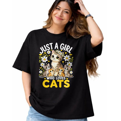 Cat Love Shirt, Funny Cat Lover Gift UnisexT-Shirt/Hoodie/Sweatshirt HLT00 - Cute Cat Lover Just A Girl Who Loves Cats T-Shirt (1)