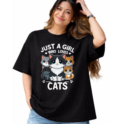 Cat Love Shirt, Funny Cat Lover Gift UnisexT-Shirt/Hoodie/Sweatshirt HLT00 - Just A Girl Who Loves Cats T-Shirt