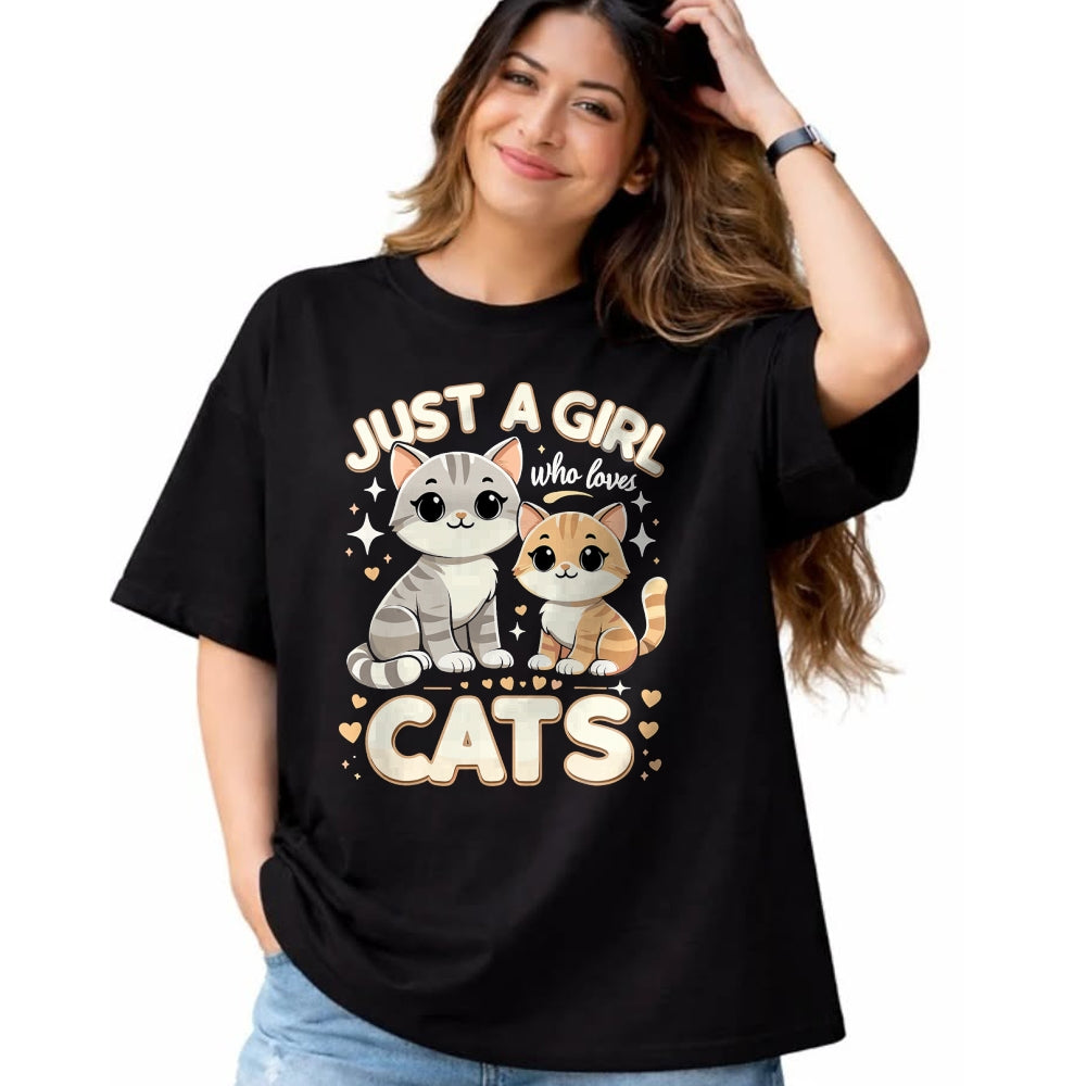 Cat Love Shirt, Funny Cat Lover Gift UnisexT-Shirt/Hoodie/Sweatshirt HLT00 - Cute Cat Just A Girl Who Loves Cats T-Shirt