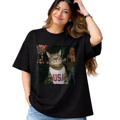 Cat Love Shirt, Funny Cat Lover Gift UnisexT-Shirt/Hoodie/Sweatshirt HLT00 - July 4th Patriotic Cat Smoking Cigarette 250 Years Cat Lover T-Shirt
