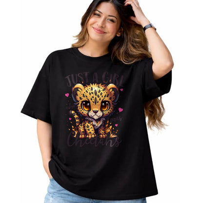 Cat Love Shirt, Funny Cat Lover Gift UnisexT-Shirt/Hoodie/Sweatshirt HLT00 - Just A Girl Who Loves Cheetahs Women Cheetah Cat Lover T-Shirt