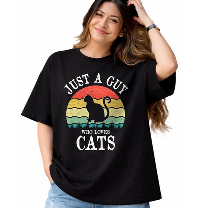 Cat Love Shirt, Funny Cat Lover Gift UnisexT-Shirt/Hoodie/Sweatshirt HLT00 - Just A Guy Who Loves Cats T-Shirt (1)