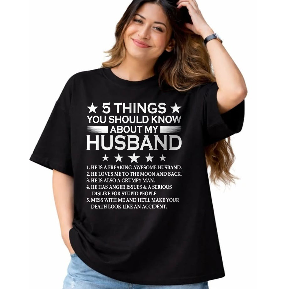 Best Husband Shirt, Wife and Husband Unisex T-Shirt/Hoodie/Sweatshirt HLT00 - 5 Things You Should Know About My Husband Marriage T-Shirt (1)