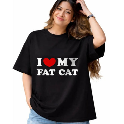 Cat Love Shirt, Funny Cat Lover Gift UnisexT-Shirt/Hoodie/Sweatshirt HLT00 - I Love My Fat Cat, I Heart My Fat Cat T-Shirt, Youth, Black, Medium (1)