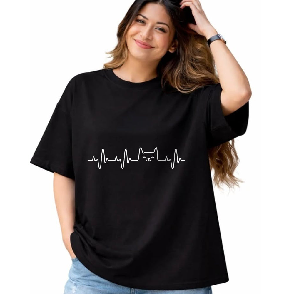 Cat Love Shirt, Funny Cat Lover Gift UnisexT-Shirt/Hoodie/Sweatshirt HLT00 - Cat Heartbeat Love Cats Women_s Girls Cat Lover T-Shirt
