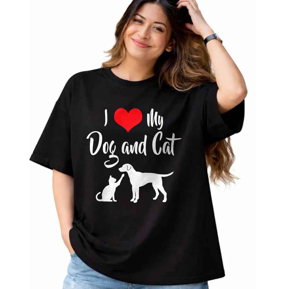 Cat Love Shirt, Funny Cat Lover Gift UnisexT-Shirt/Hoodie/Sweatshirt HLT00 - I Love My Dog And Cat T-Shirt