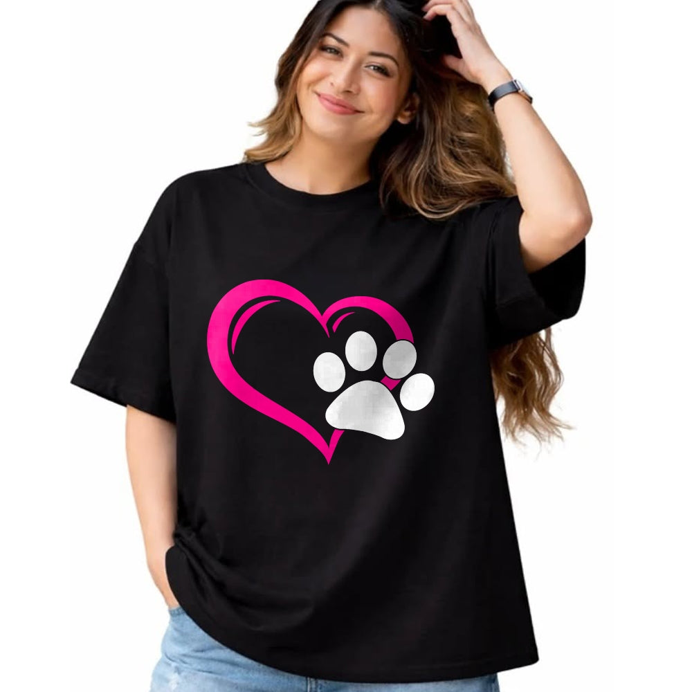 Cat Love Shirt, Funny Cat Lover Gift UnisexT-Shirt/Hoodie/Sweatshirt HLT00 - Cute I Love My Dog Puppy Cat Paw Heart T-Shirt (1)