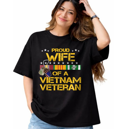 Best Husband Shirt, Wife and Husband Unisex T-Shirt/Hoodie/Sweatshirt HLT00 - Proud Wife of A Vietnam Veteran My Husband is A Hero T-Shirt T-Shirt