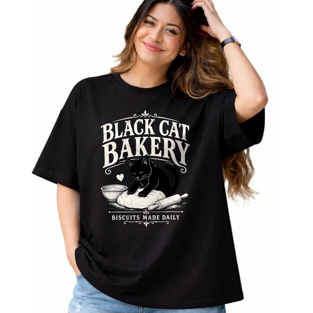 Cat Love Shirt, Funny Cat Lover Gift UnisexT-Shirt/Hoodie/Sweatshirt HLT00 - Black Cat Bakery Biscuits Made Daily Cat Lover Art T-Shirt