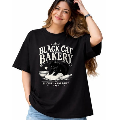 Cat Love Shirt, Funny Cat Lover Gift UnisexT-Shirt/Hoodie/Sweatshirt HLT00 - Black Cat Bakery Biscuits Made Daily Cat Lover Art T-Shirt