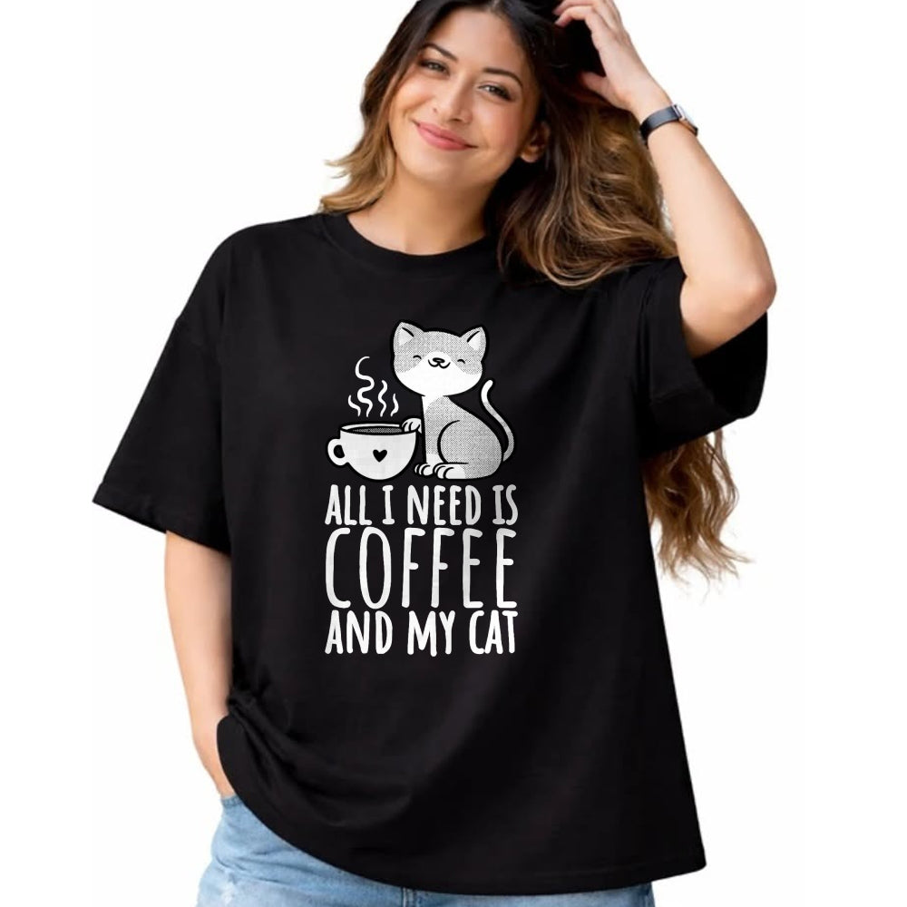 Cat Love Shirt, Funny Cat Lover Gift UnisexT-Shirt/Hoodie/Sweatshirt HLT00 - All I Need is Coffee and My Cat, Coffee Men and Women T-Shirt