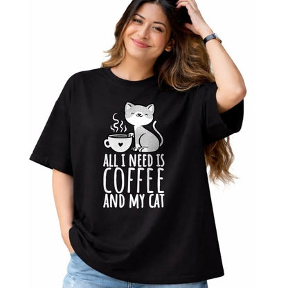 Cat Love Shirt, Funny Cat Lover Gift UnisexT-Shirt/Hoodie/Sweatshirt HLT00 - All I Need is Coffee and My Cat, Coffee Men and Women T-Shirt
