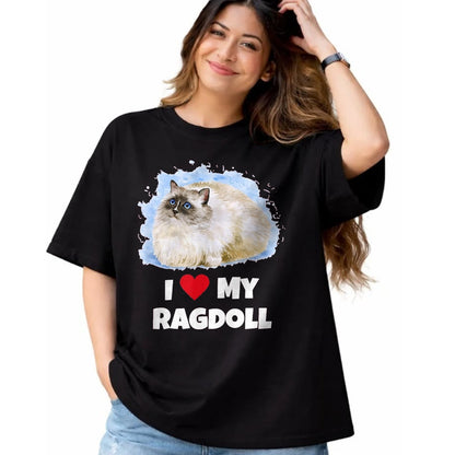 Cat Love Shirt, Funny Cat Lover Gift UnisexT-Shirt/Hoodie/Sweatshirt HLT00 - I Love My Ragdoll Cat T-Shirt T-Shirt, Girls, Red, Small
