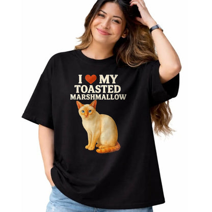 Cat Love Shirt, Funny Cat Lover Gift UnisexT-Shirt/Hoodie/Sweatshirt HLT00 - I Love My Toasted Marshmallow Siamese Cat Kitten Valentines T-Shirt, Women, Heather Blue, Medium