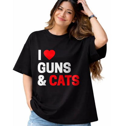 Cat Love Shirt, Funny Cat Lover Gift UnisexT-Shirt/Hoodie/Sweatshirt HLT00 - Cat Lovers Gifts for Men _ Women Funny I Love Guns _ Cats T-Shirt