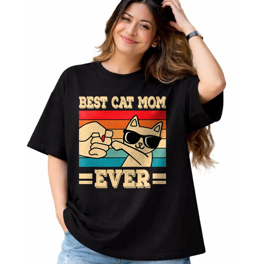 Cat Love Shirt, Funny Cat Lover Gift UnisexT-Shirt/Hoodie/Sweatshirt HLT00 - Best Cat Mom Ever Funny Vintage Kitten Lover Retro Women T-Shirt
