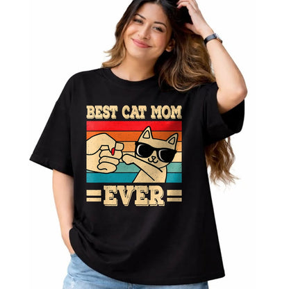 Cat Love Shirt, Funny Cat Lover Gift UnisexT-Shirt/Hoodie/Sweatshirt HLT00 - Best Cat Mom Ever Funny Vintage Kitten Lover Retro Women T-Shirt
