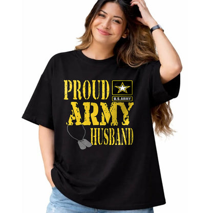 Best Husband Shirt, Wife and Husband Unisex T-Shirt/Hoodie/Sweatshirt HLT00 - Mens Proud Army Husband Shirt Military Pride T Shirt T-Shirt