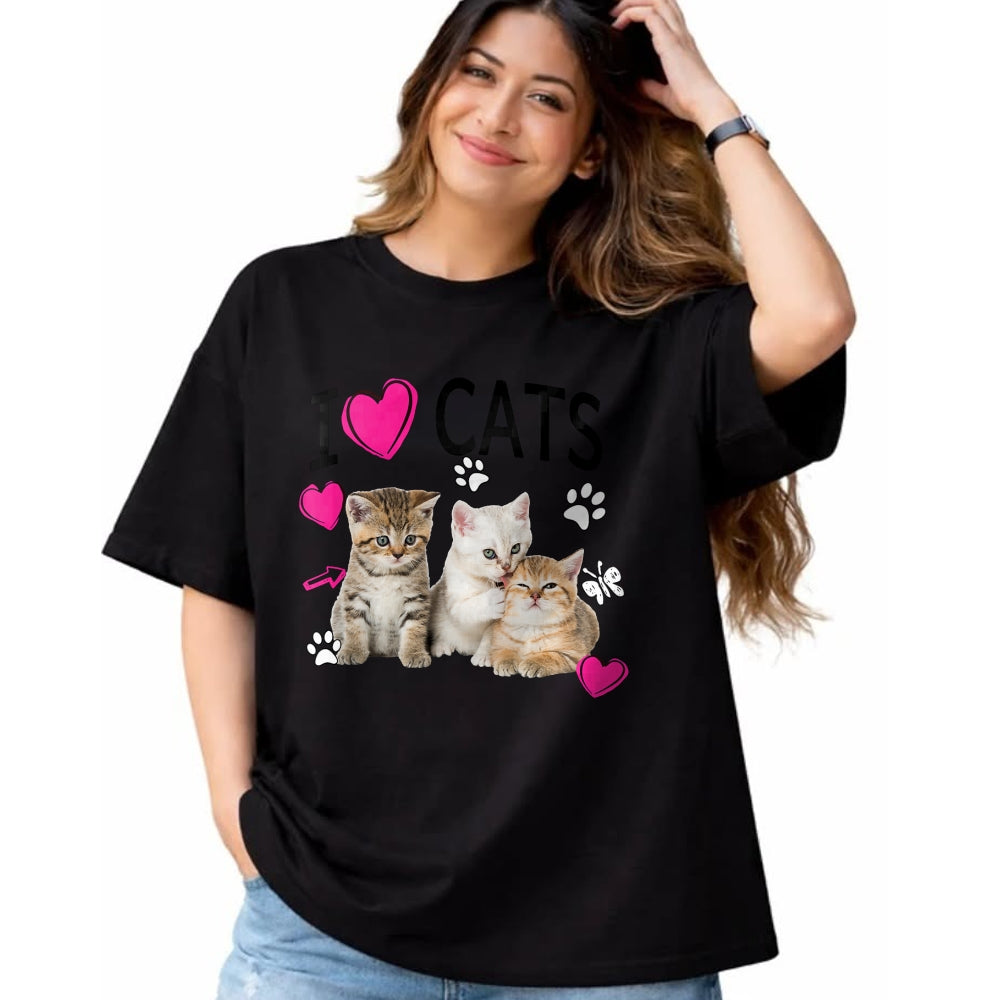 Cat Love Shirt, Funny Cat Lover Gift UnisexT-Shirt/Hoodie/Sweatshirt HLT00 - Cat Lover Tee Cute I Love Cats Kittens Hearts Paws Gift Idea T-Shirt