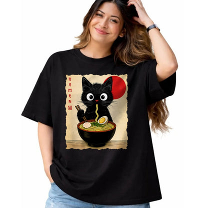 Cat Love Shirt, Funny Cat Lover Gift UnisexT-Shirt/Hoodie/Sweatshirt HLT00 - Anime Cat Ramen Japanese Funny Cat Graphic Tees Anime Gifts T-Shirt