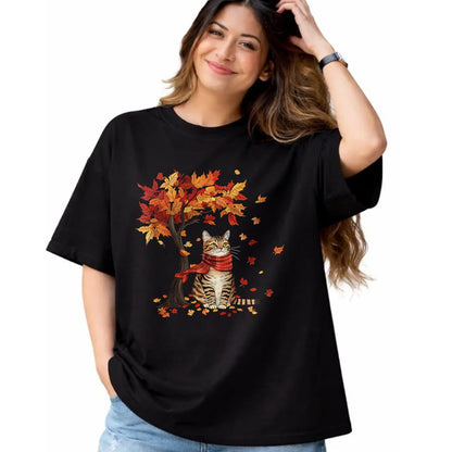 Cat Love Shirt, Funny Cat Lover Gift UnisexT-Shirt/Hoodie/Sweatshirt HLT00 - Cat Leaf Fall Tree Hello Autumn Thanksgiving It_s Fall Y_all T-Shirt