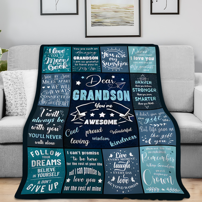 To My Grandson Blanket – A Loving Hug You Can Always Feel From Grandpa