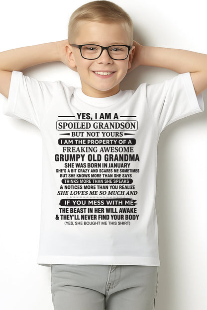 Yes I’m A Stubborn Grandson T-Shirt – Birthday Gift From February Grandma / Woman - LUAN02 (SKU10-171-02)