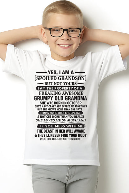 Yes I’m A Stubborn Grandson T-Shirt – Birthday Gift From October Grandma / Woman - luan10 (SKU10-171-10)