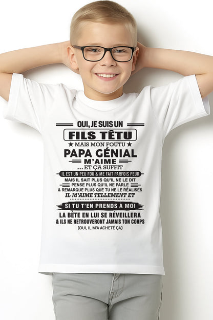 Oui, je suis un garçon têtu – T-shirt | Cadeau d’anniversaire de papa pour son fils - LUAN00 / fr00 (SKU12-260-00)