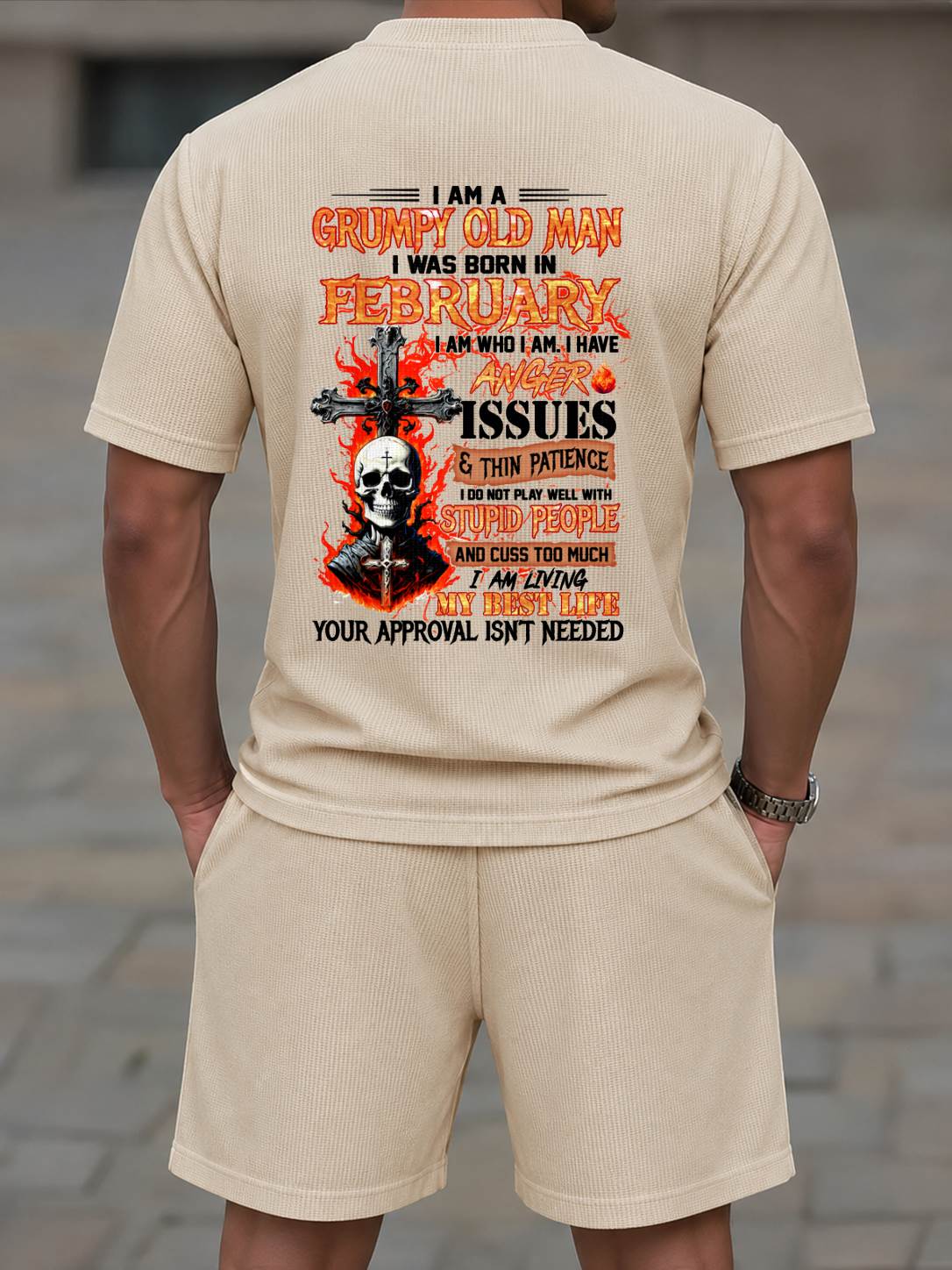 FEBRUARY - I AM A GRUMPY OLD MAN - BIRTHDAY CASUAL SUIT FOR MEN - MEN TEE - Waffle casual suit M13 - LUAN02 (SKU2607-237-02)